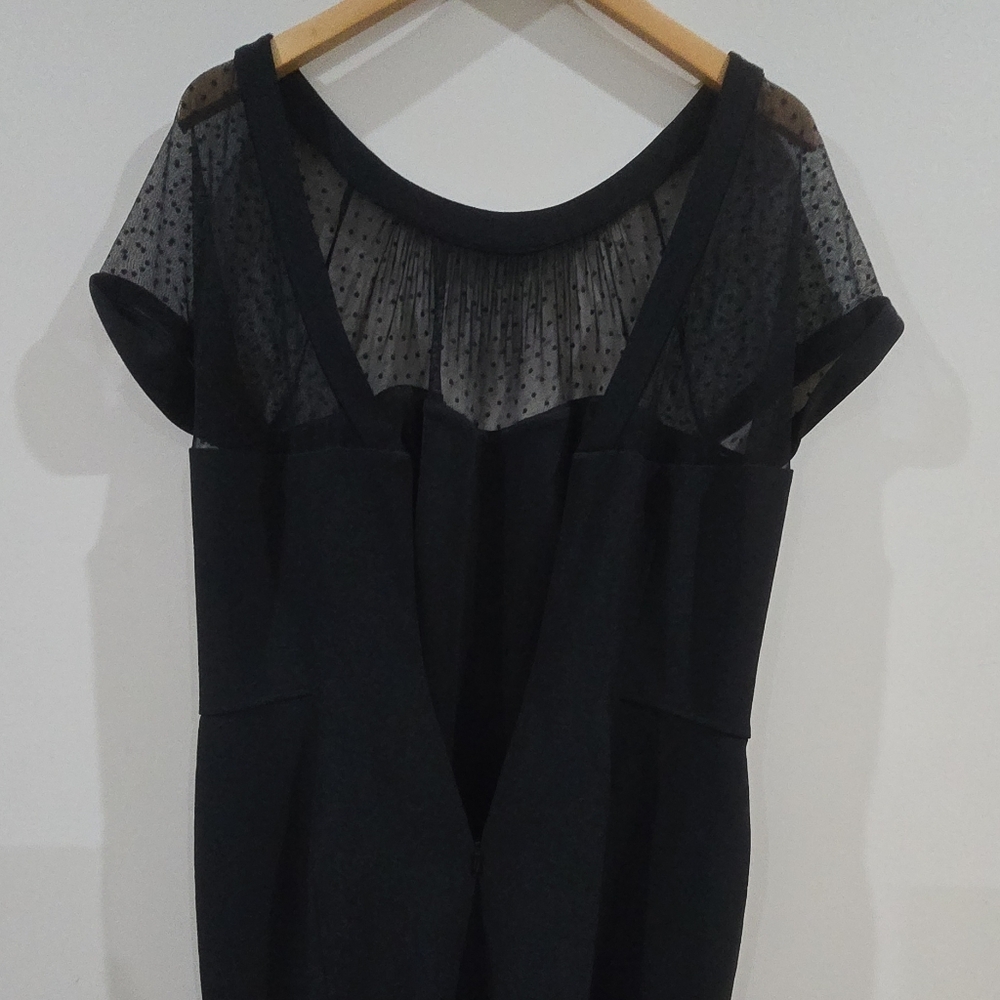 White House Black Market black mesh polka dot sheath dress cap sleeve 14 - Picture 7 of 7